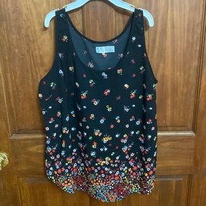 Time And Tru Black Floral Top